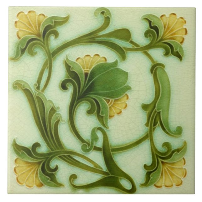 Tile art nouveau style decorative fireplace (Front)