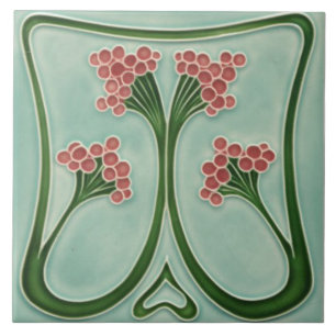 Tile art nouveau style decorative fireplace