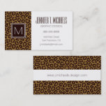 Tile background with a leopard fur business card
