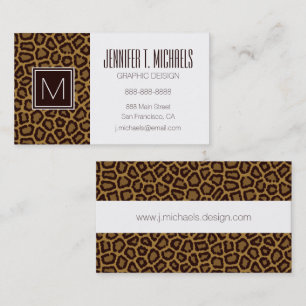 Tile background with a leopard fur business card