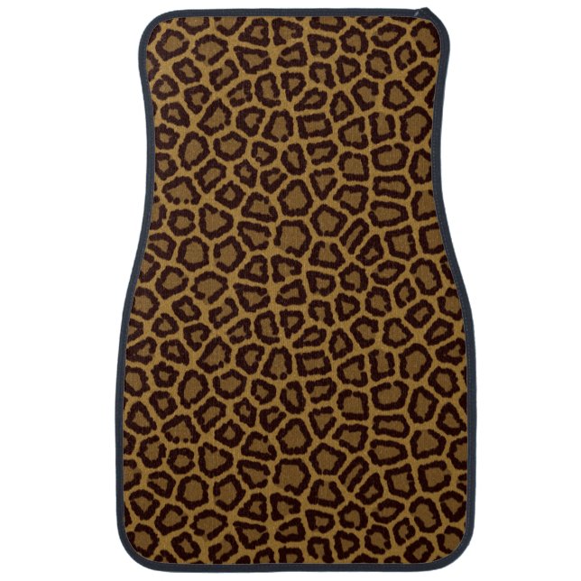 Tile background with a leopard fur car floor mat (Front)
