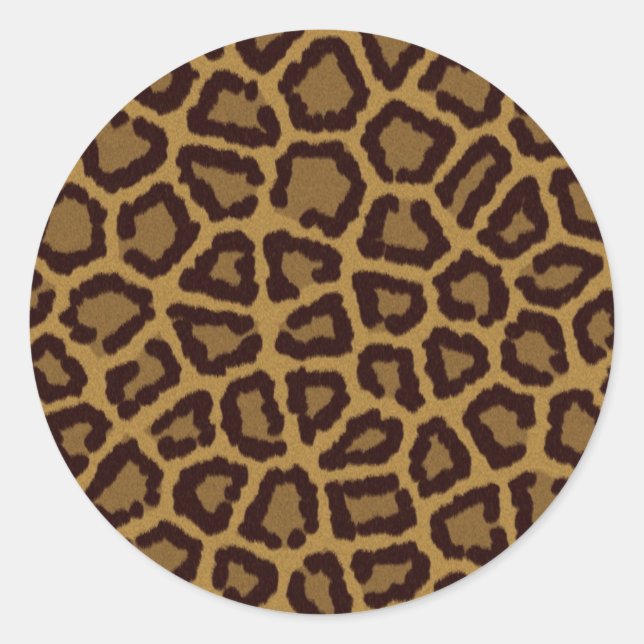 Tile background with a leopard fur classic round sticker (Front)