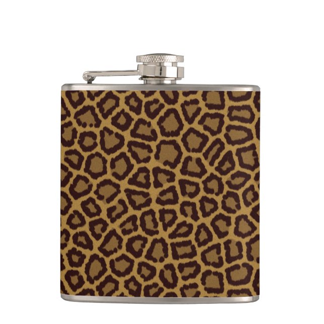 Tile background with a leopard fur flask (Front)