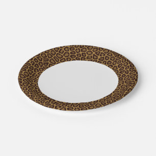 Tile background with a leopard fur paper plates