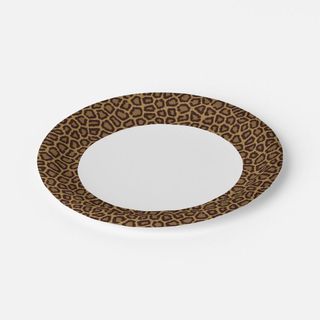 Tile background with a leopard fur paper plates (Angled)