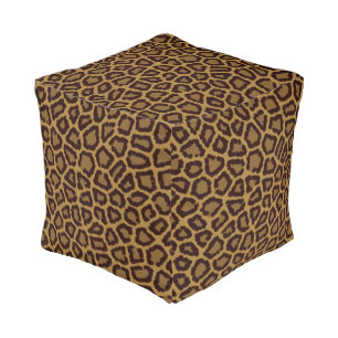 Tile background with a leopard fur pouf