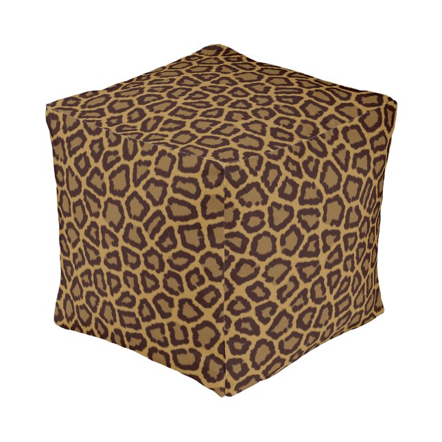 Tile background with a leopard fur pouf (Angled Front)