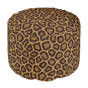 Tile background with a leopard fur pouf