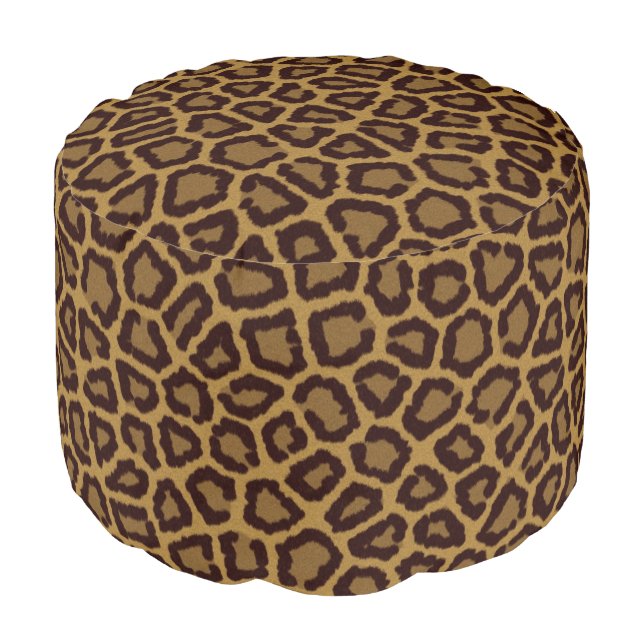 Tile background with a leopard fur pouf (Angled Front)