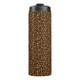 Tile background with a leopard fur thermal tumbler