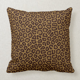 Tile background with a leopard fur throw pillow