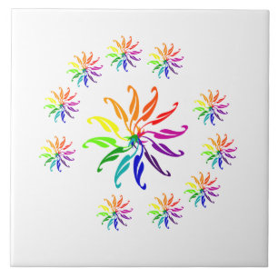 Tile - Colorful Leaf Motifs