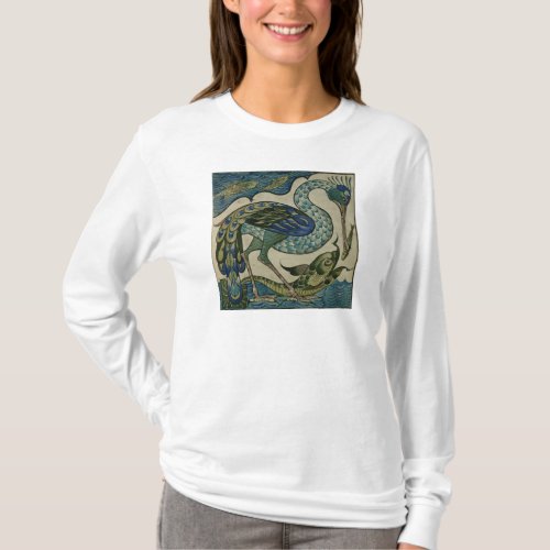 Tile design of heron and fish by Walter Crane T_Shirt