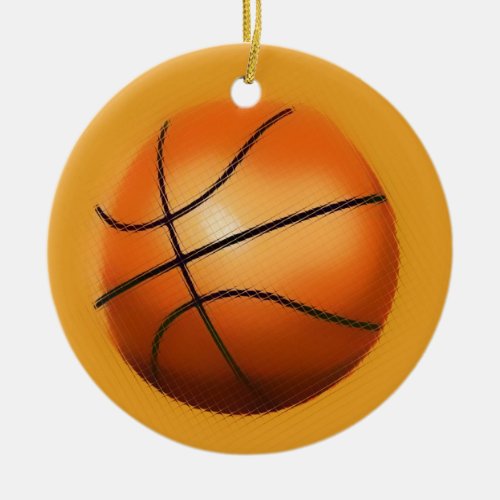 Tile Effect Basketball Ceramic Ornament