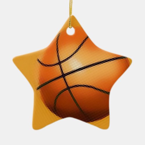 Tile Effect Basketball Ceramic Ornament