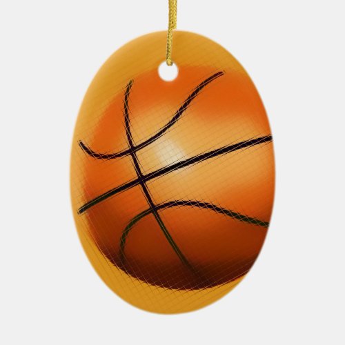 Tile Effect Basketball Ceramic Ornament