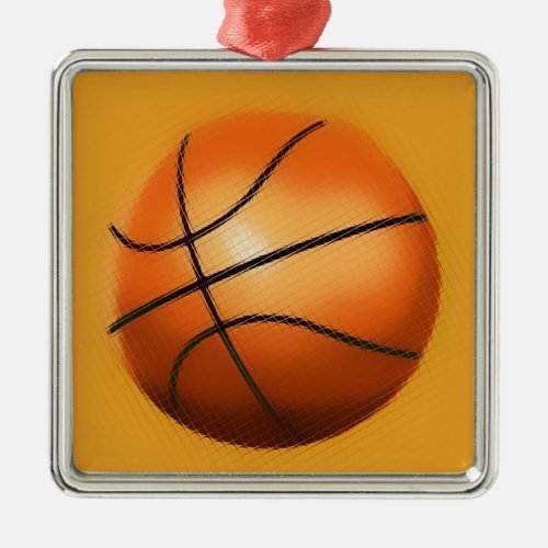 Tile Effect Basketball Metal Ornament