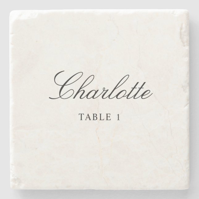 Tile Escort Card Unique Elegant Wedding Place Card Stone Coaster (Front)