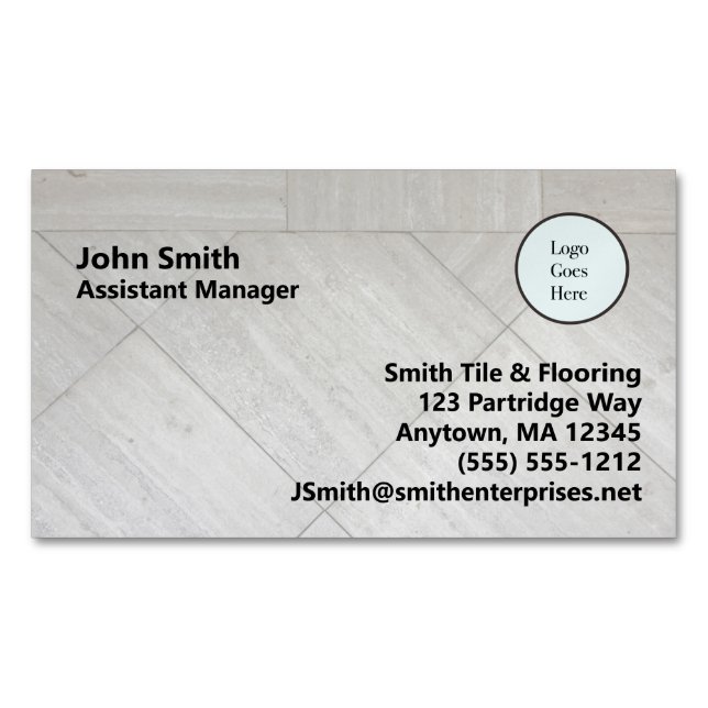 Tile Floor Style Logo Information Company  Business Card Magnet (Front)