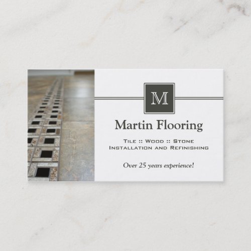 Tile flooring custom monogram business card
