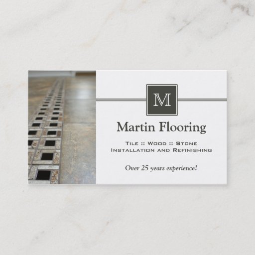 Customizable Tile flooring custom monogram business card