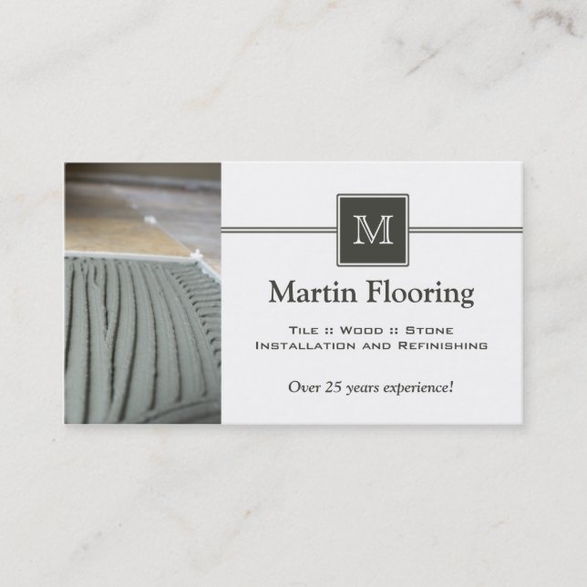 Tile flooring custom monogram business card (Front)