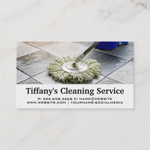 Tile Floors  Mop Cleaning Business Card