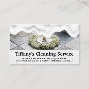 Tile Floors Mop Cleaning Soap Suds Business Card