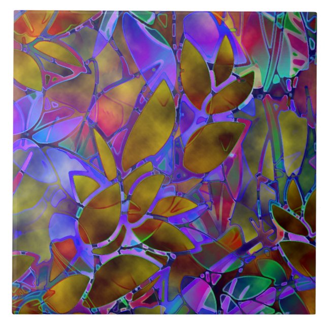 Tile Floral Abstract Stained Glass (Front)