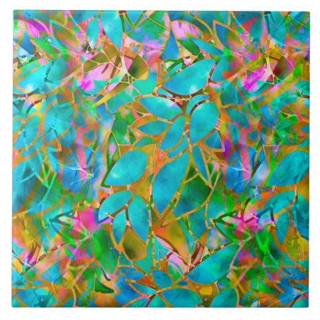Tile Floral Abstract Stained Glass