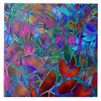 Tile Floral Abstract Stained Glass by Medusa81 at Zazzle