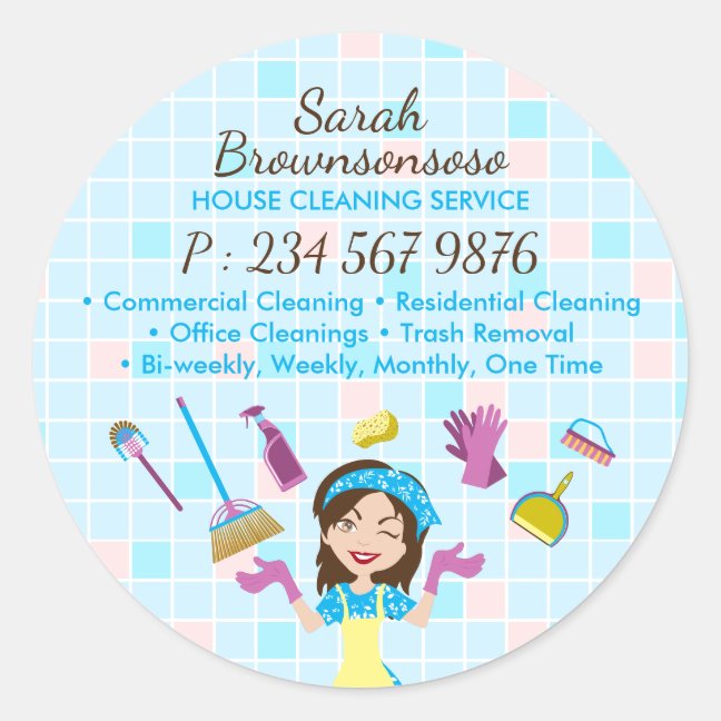 Tile Grout Maid Cleaning Promo Classic Round Sticker