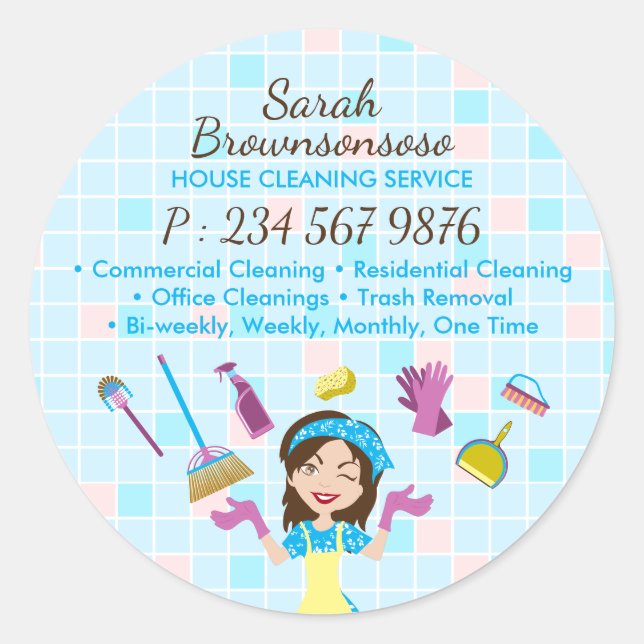 Tile Grout Maid Cleaning Promo Classic Round Sticker (Front)