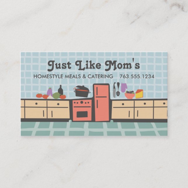 Tile kitchen cooking tomato sauce chef biz card (Front)