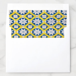 Tile Mosaic Flower Pattern Yellow Blue Envelope Liner