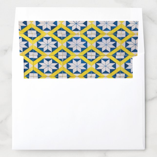 Tile Mosaic Flower Pattern Yellow Blue Envelope Liner (In Envelope)