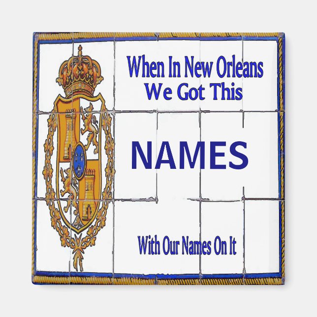 Tile Mural, French Quarter, Add Names Magnet (Front)