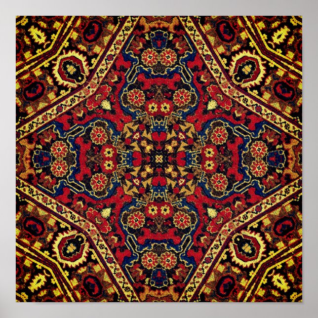 Tile of Museum Persian or Oriental Carpet Detail Poster (Front)