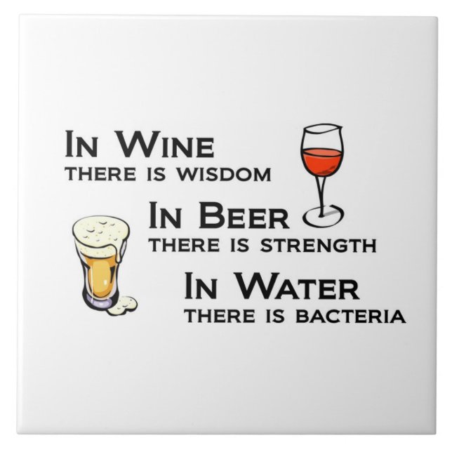 Tile or Trivet with Wine and Beer Lovers humor (Front)