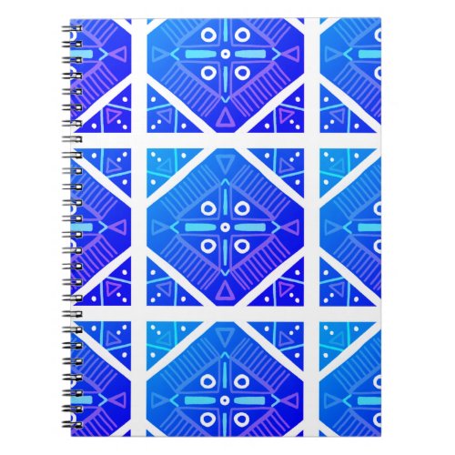 Tile Pattern Blue Purple White Notebook