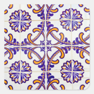 Tile pattern close-up, Portugal Square Sticker