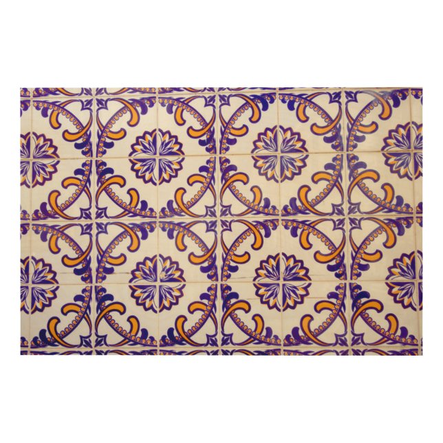 Tile pattern close-up, Portugal Wood Wall Decor (Front)