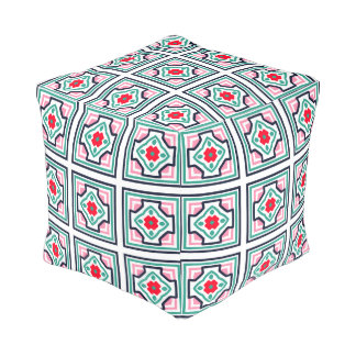 Tile Pattern Cube Pouf