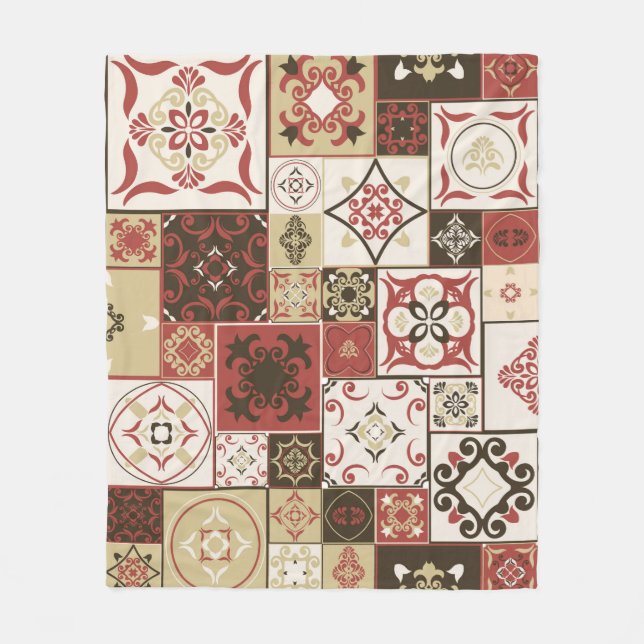 Tile PATTERN from marsala-brown-beige style Morocc Fleece Blanket (Front)