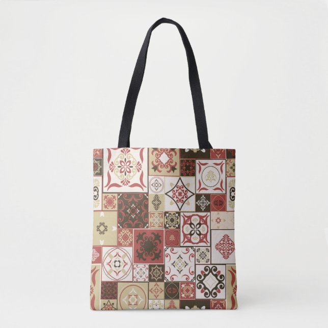 Tile PATTERN from marsala-brown-beige style Morocc Tote Bag (Front)