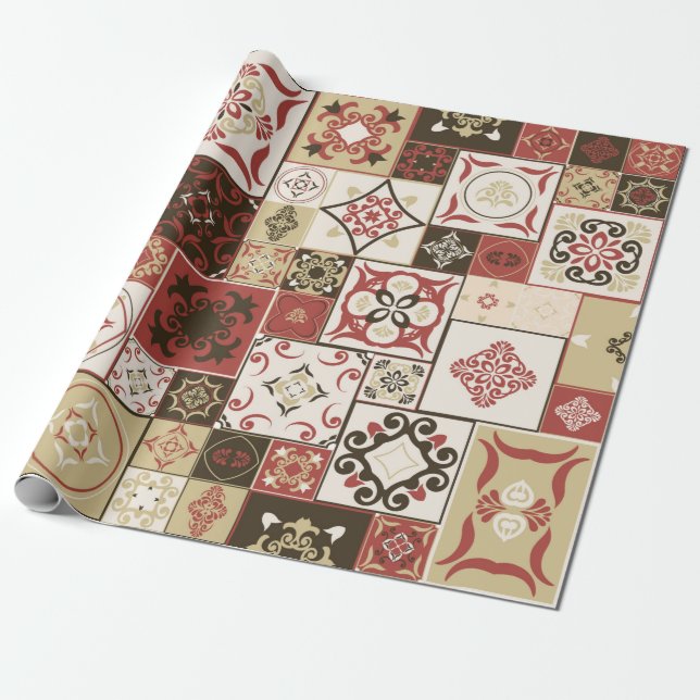 Tile PATTERN from marsala-brown-beige style Morocc Wrapping Paper (Unrolled)