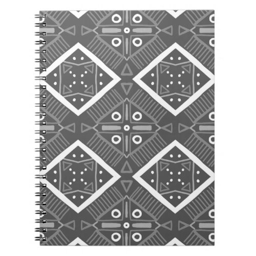 Tile Pattern Gray White Notebook