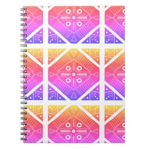 Tile Pattern Pink Yellow White Notebook