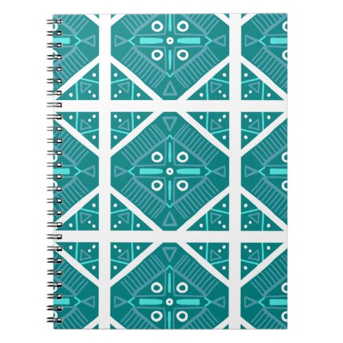 Tile Pattern Teal White Notebook