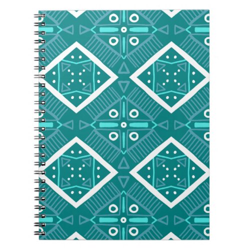 Tile Pattern Teal White Notebook